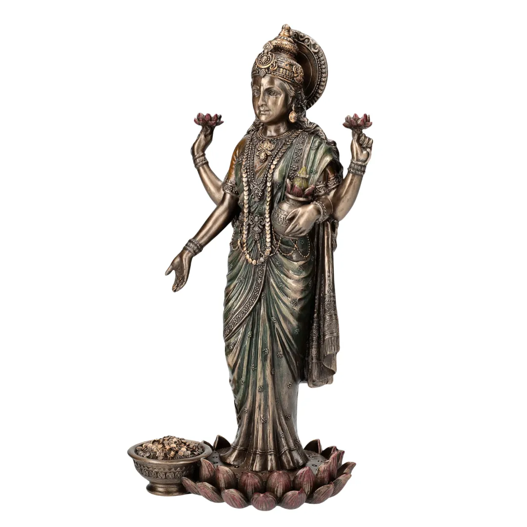 Estátua Lakshmi decoração espiritual e proteção energética