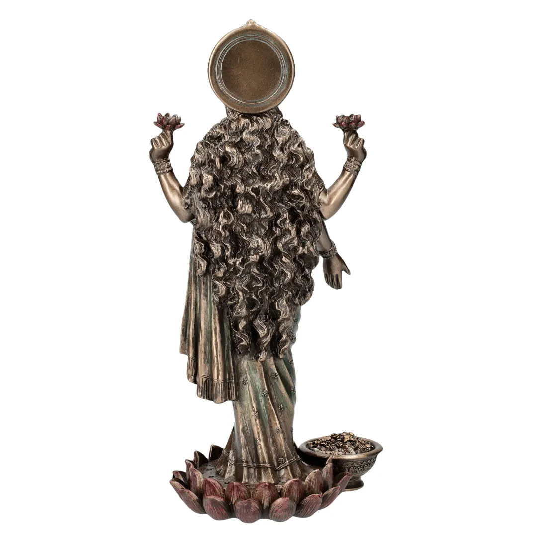 Parte traseira da estátua Lakshmi decoração espiritual hindu