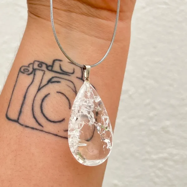 Pendente quartzo cristal quebrado em pedra natural transparente