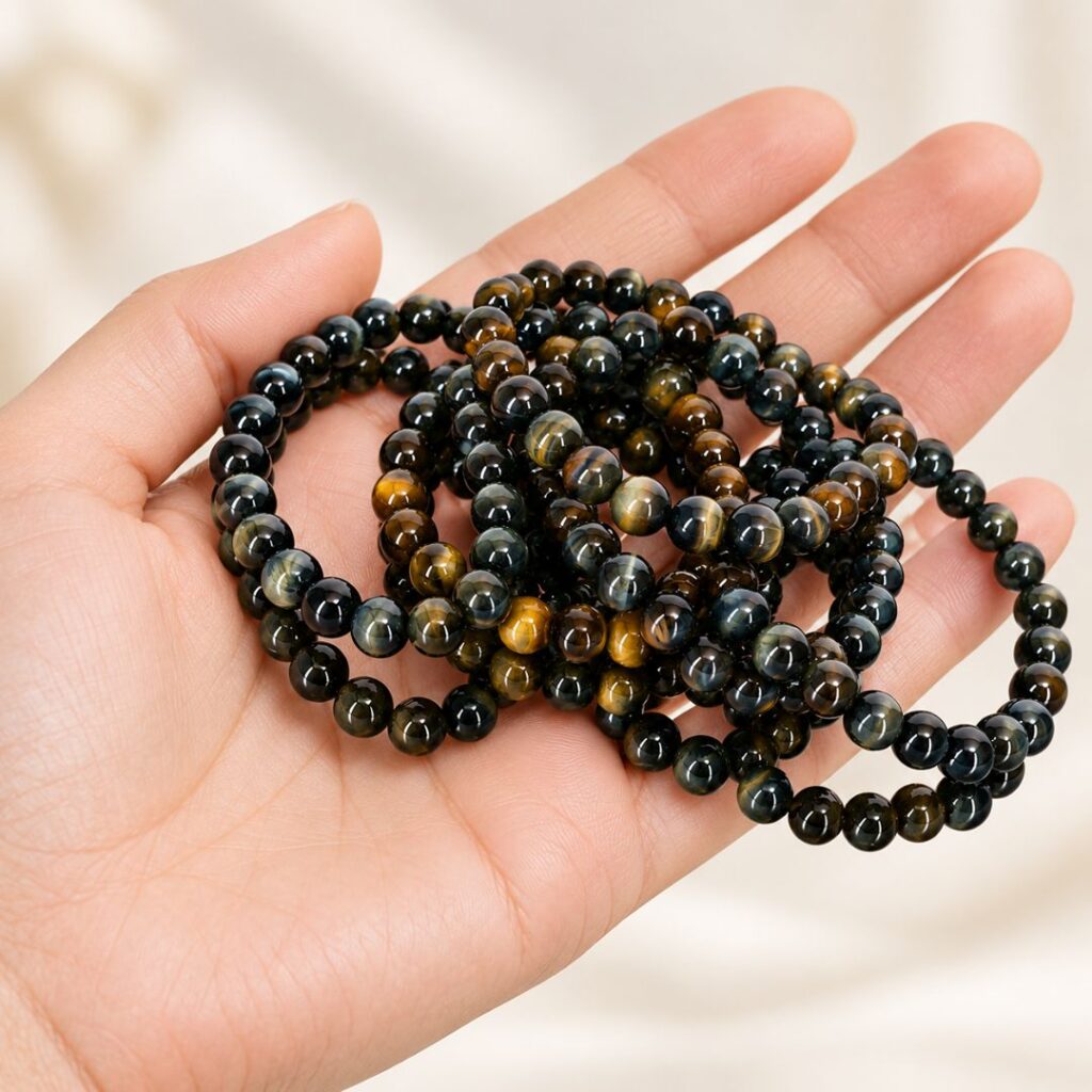 pulseiras com contas naturais