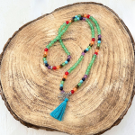 Japamala dos Chakras de Ágata Verde - 6mm