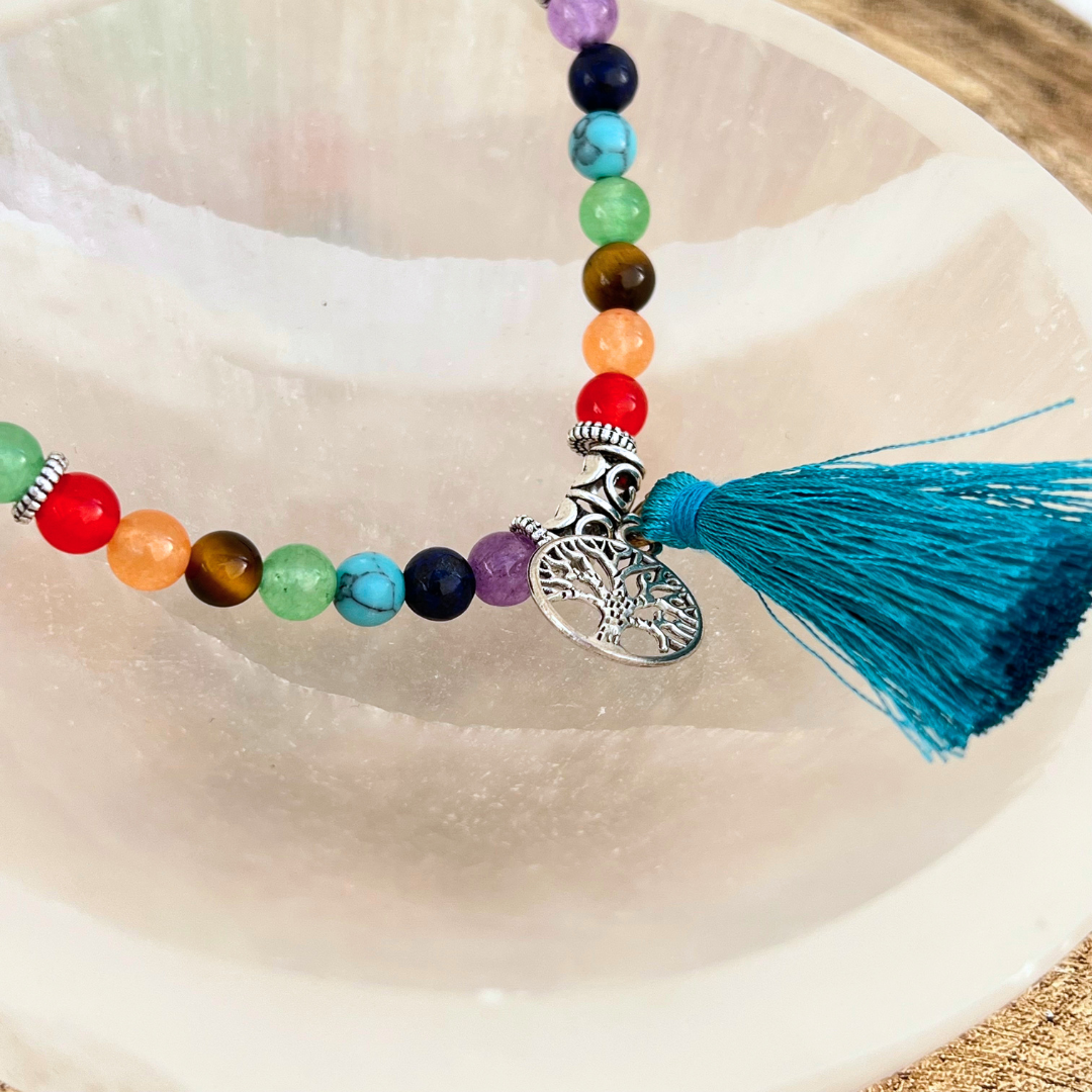 Japamala Ágata Verde 7 Chakras combina a sabedoria ancestral dos mantras