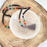 Japamala dos Chakras de Pedra de Lava - 6mm