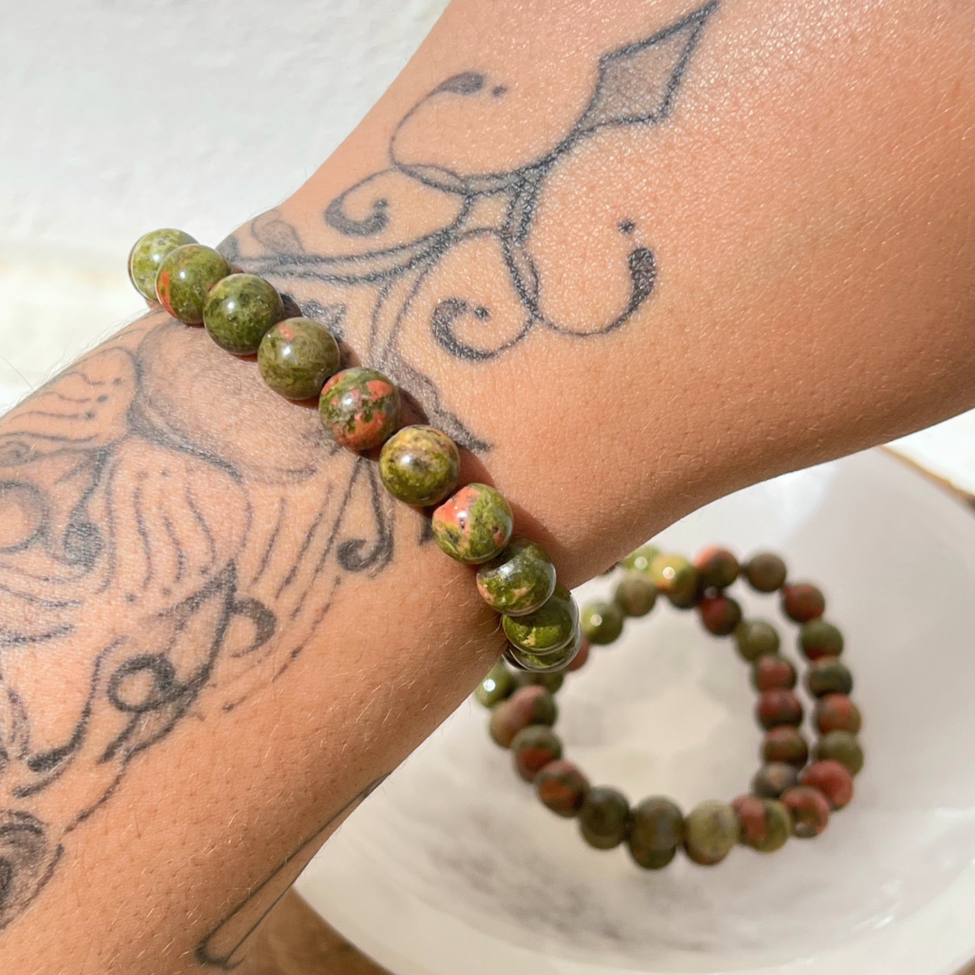 Pulseira Unakite Equilibra Emoções.