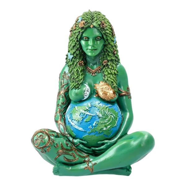 Estátua Gaia pintada símbolo de equilíbrio natural e energia espiritual