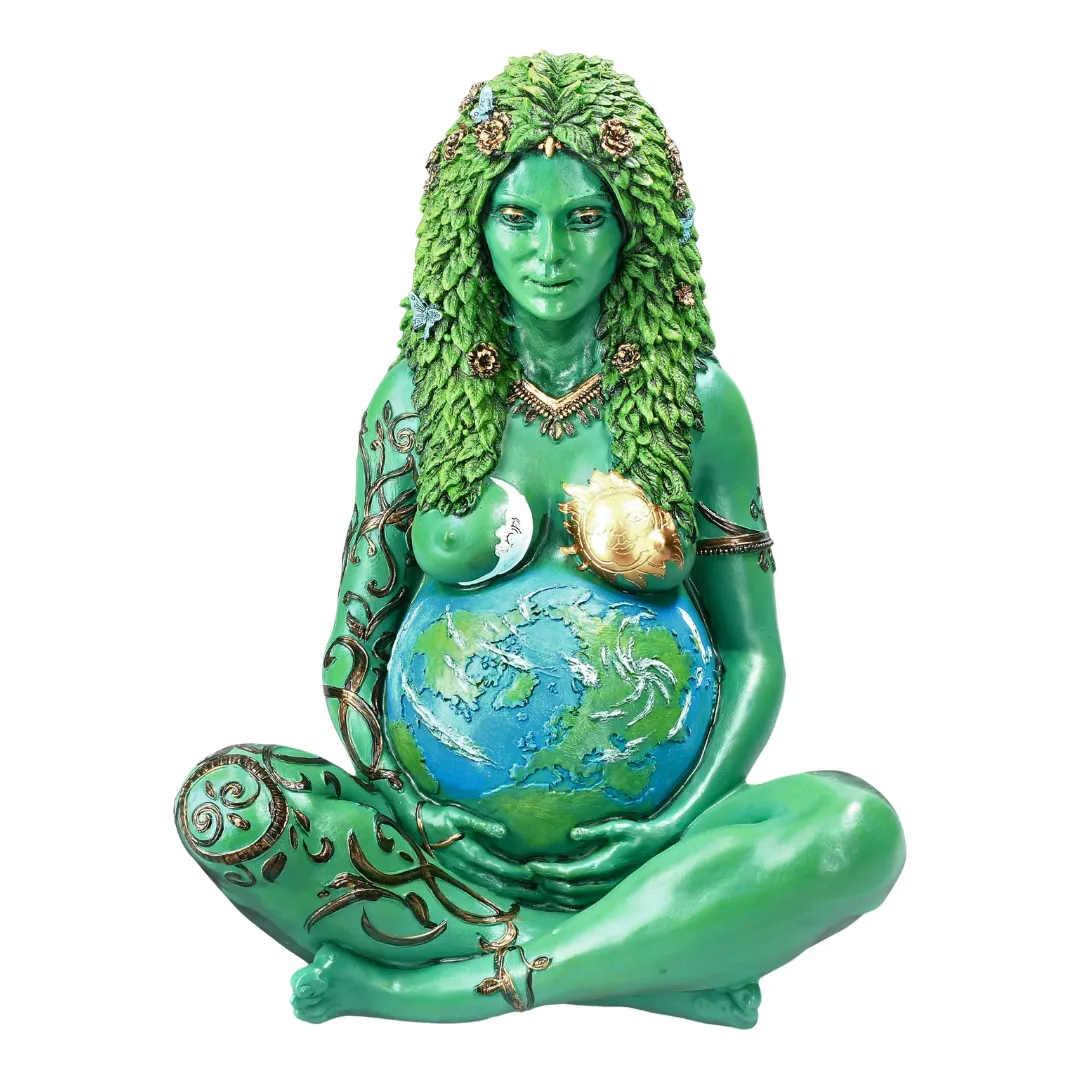 Estátua Gaia pintada para altar espiritual e meditação disponivel na Sol Lua Milfontes