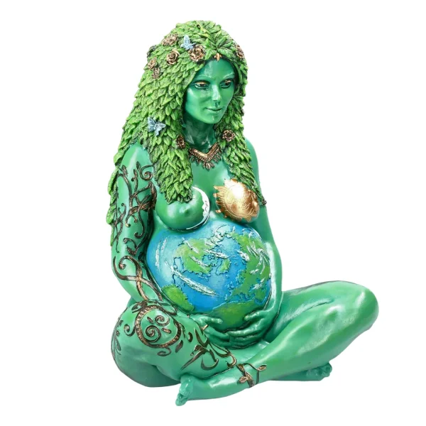 Estátua Gaia pintada símbolo de fertilidade e abundância