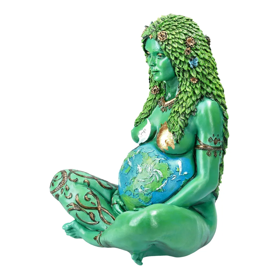 Estátua Gaia pintada deusa da terra e energia natural