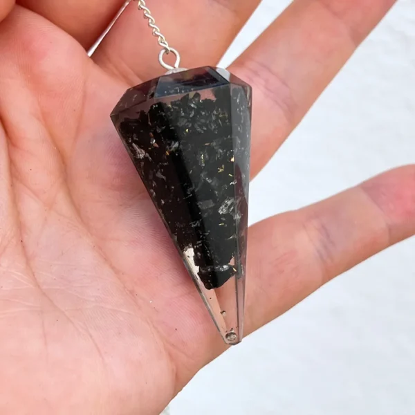Pêndulo Orgonite Turmalina Negra , super escudo de proteção