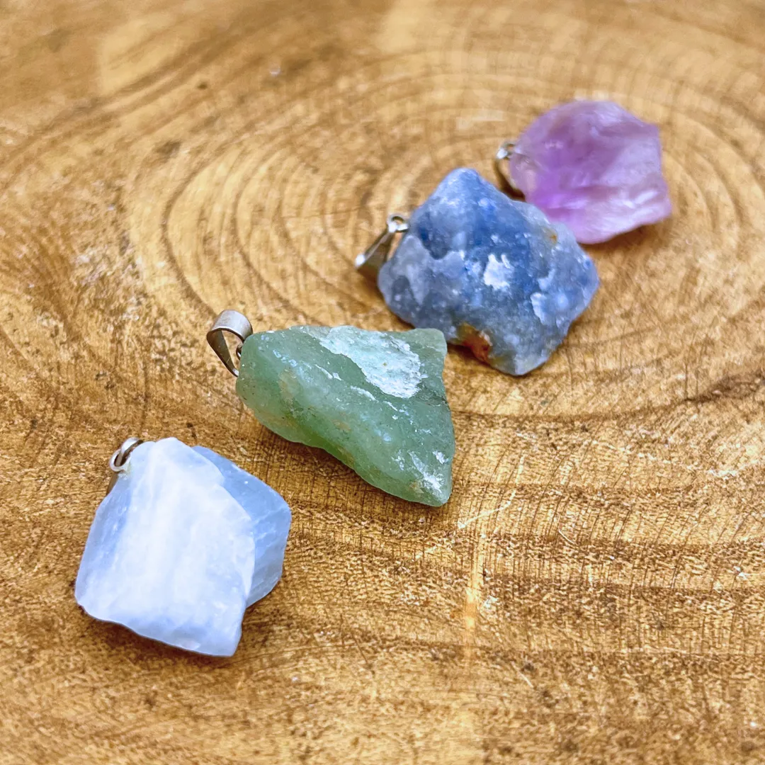 Pack de pendentes espiritual com ametista quartzo verde e calcite azul