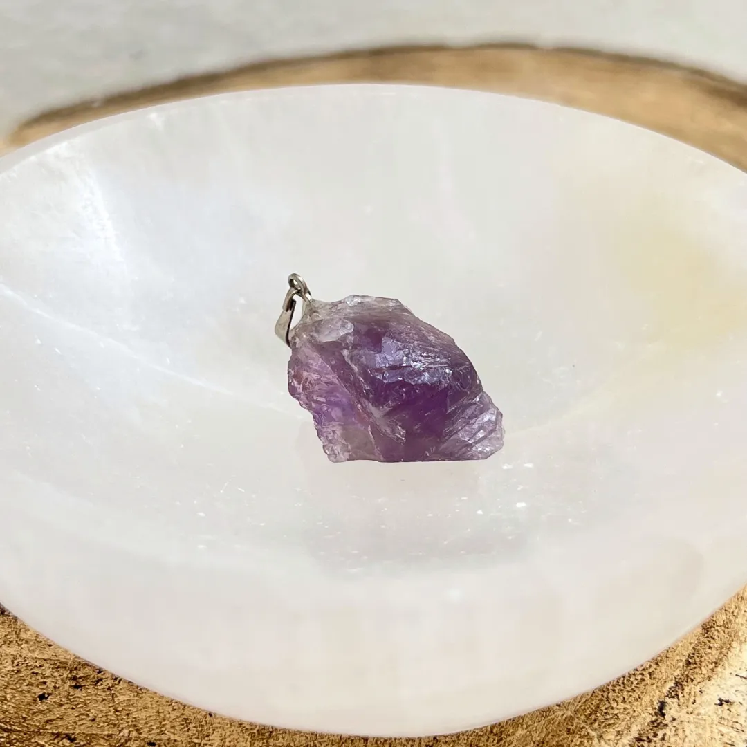 Pendente Ametista Bruto cristal natural energético roxo intenso