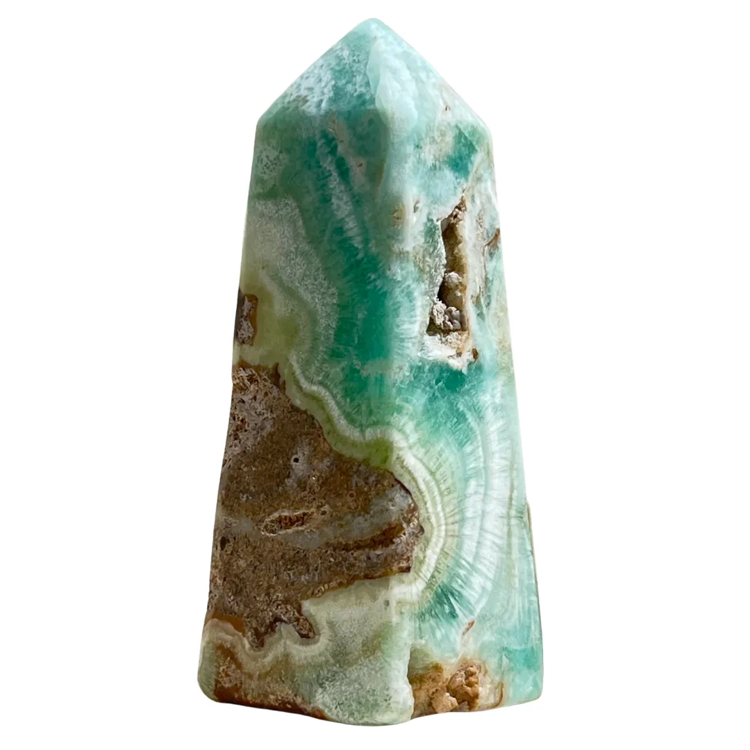 Gerador aragonite azul com cristal natural em tons azuis suaves