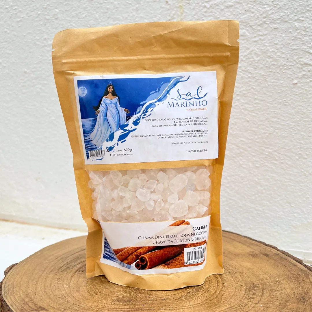 Banho energético de sal grosso com canela natural aromática