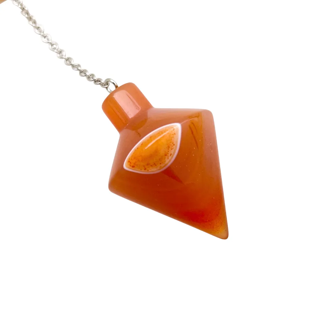 Pêndulo cónico cornalina em cristal natural laranja polido