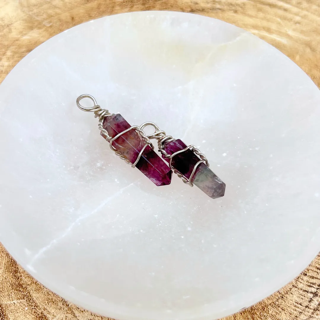 Pendente Fluorite cristal natural energético colorido