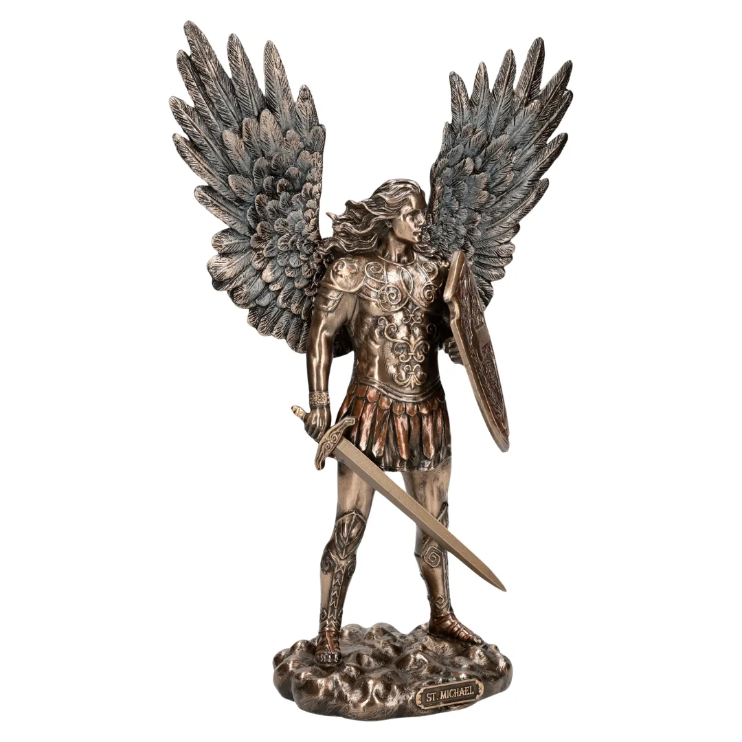 Estátua Arcanjo Miguel proteção espiritual e energia positiva