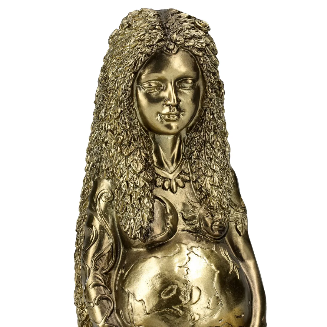 Detalhe da estátua Gaia decoração espiritual natureza