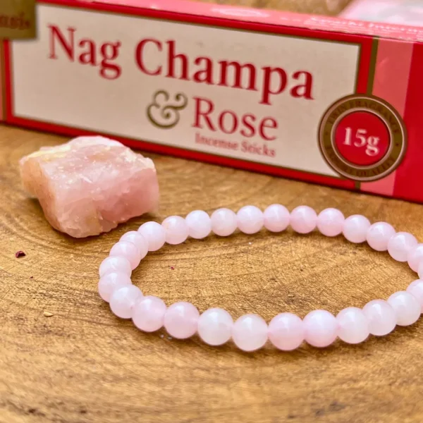Pulseira de quartzo rosa 6mm do kit LOVE MYSELF