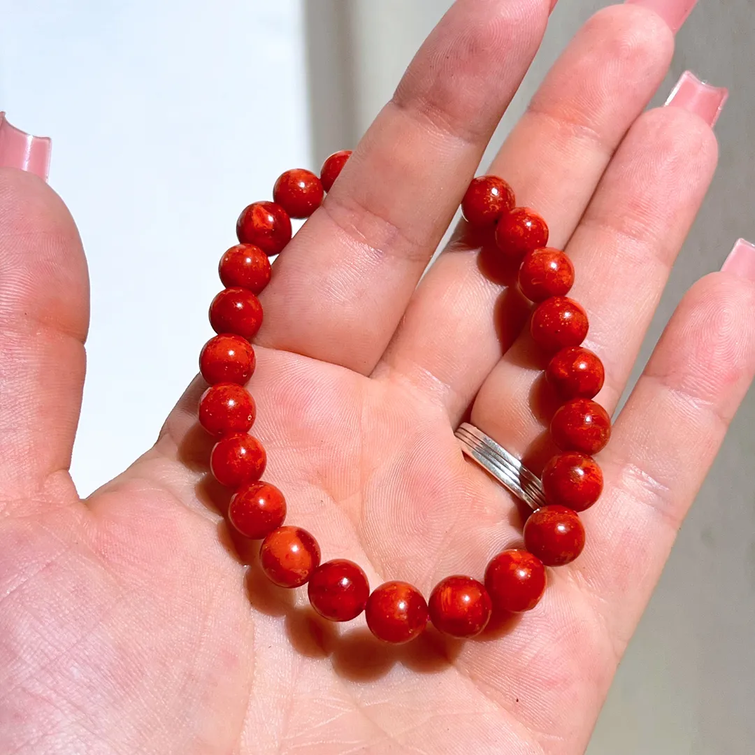 Pulseira Coral 8mm disponivel na Sol Lua Milfontes