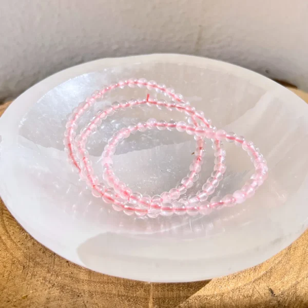 Pulseira Quartzo Rosa 4 mm disponivel na Sol Lua Milfontes