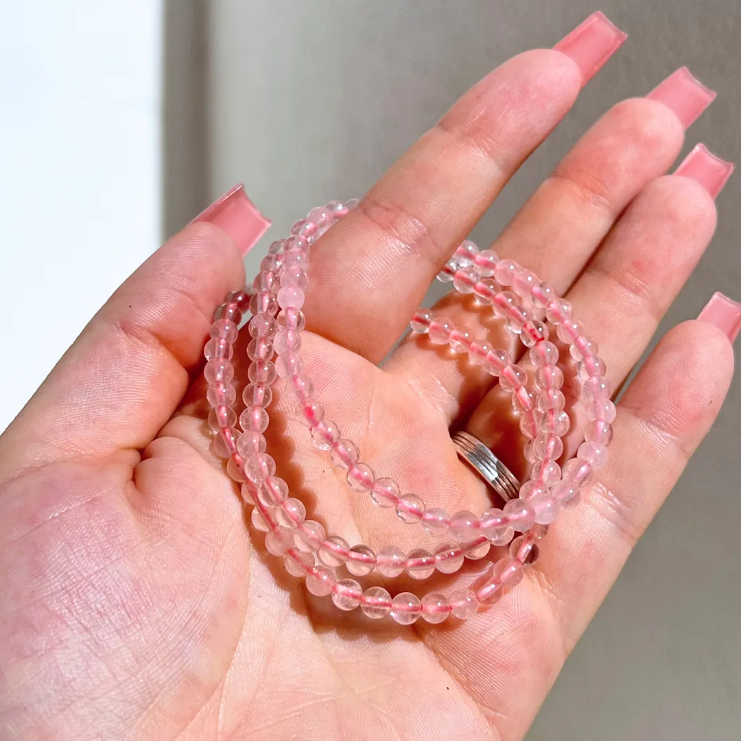 Pulseira Quartzo Rosa 4 mm , cristal do amor
