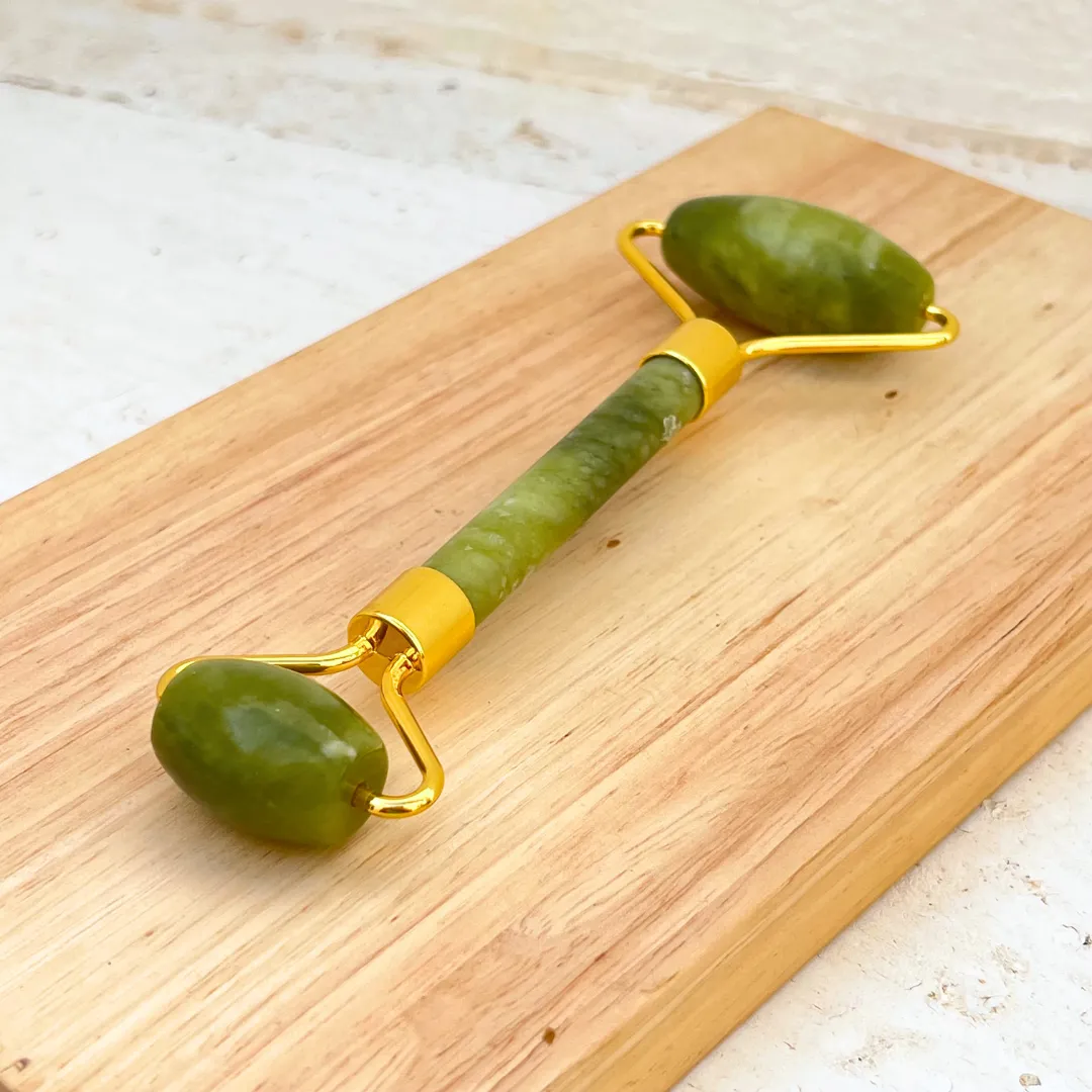 Roller facial de jade natural verde para massagem facial