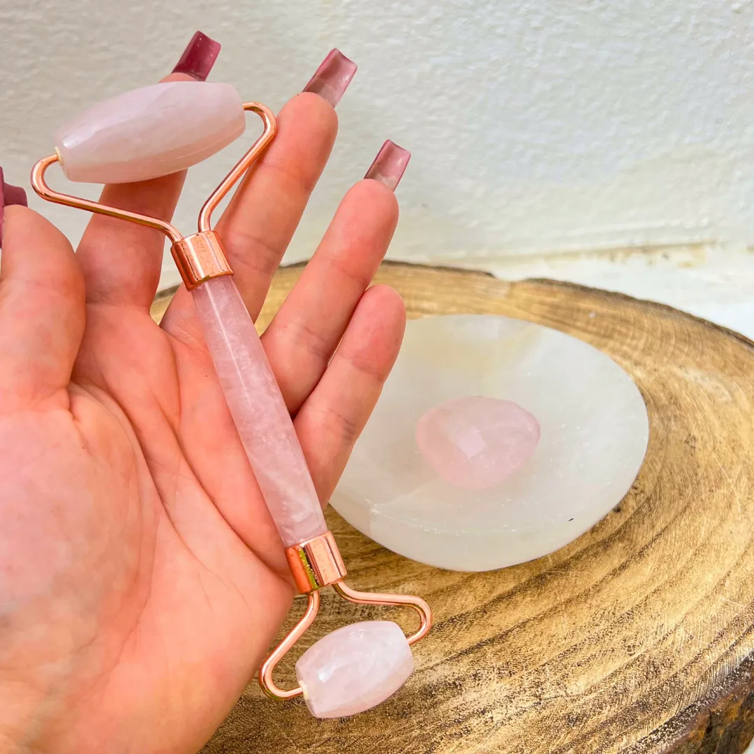 Kit SKIN IN LOVE de quartzo rosa para energia positiva e bem-estar