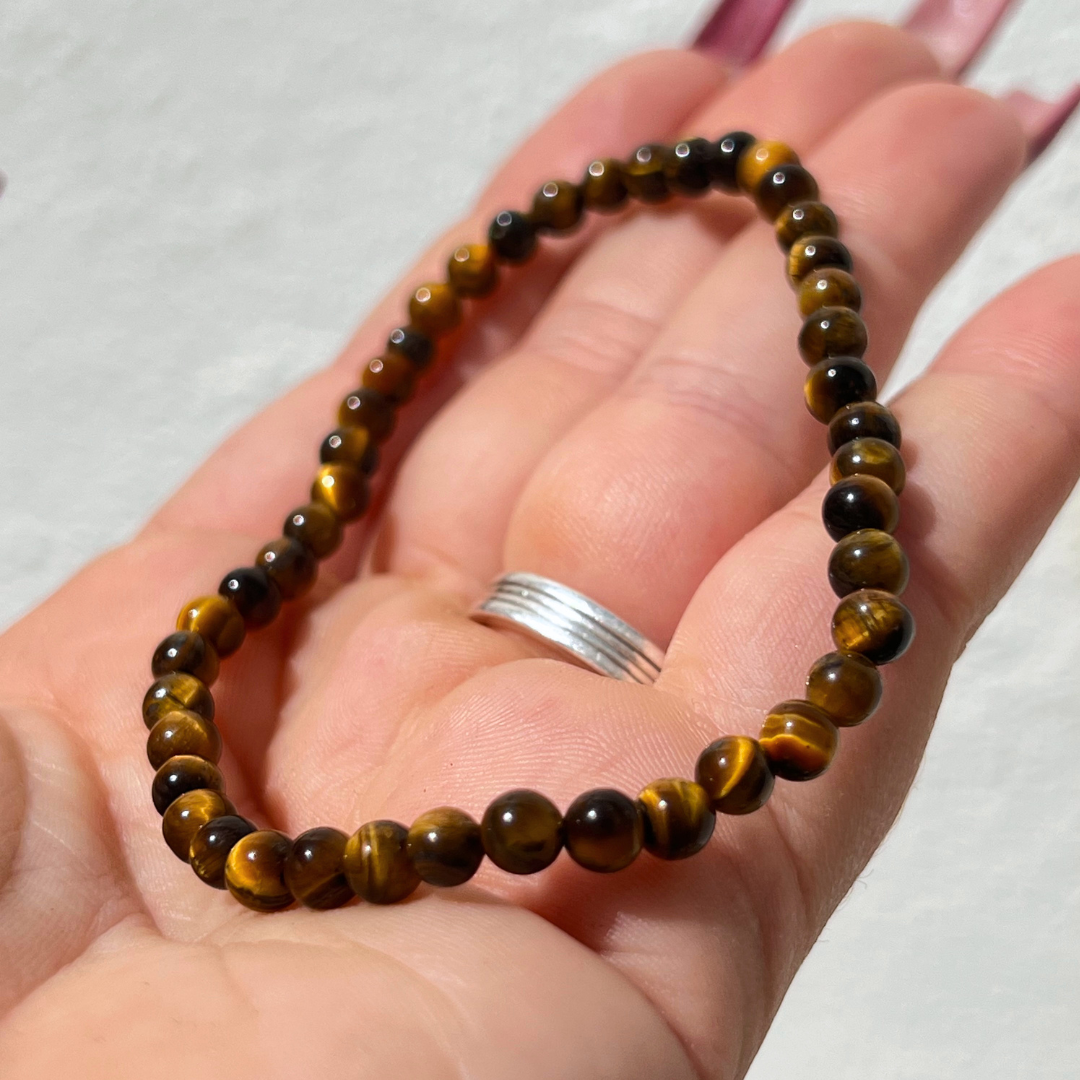 Pulseira Olho de Tigre 4mm disponivel na Sol Lua Milfontes