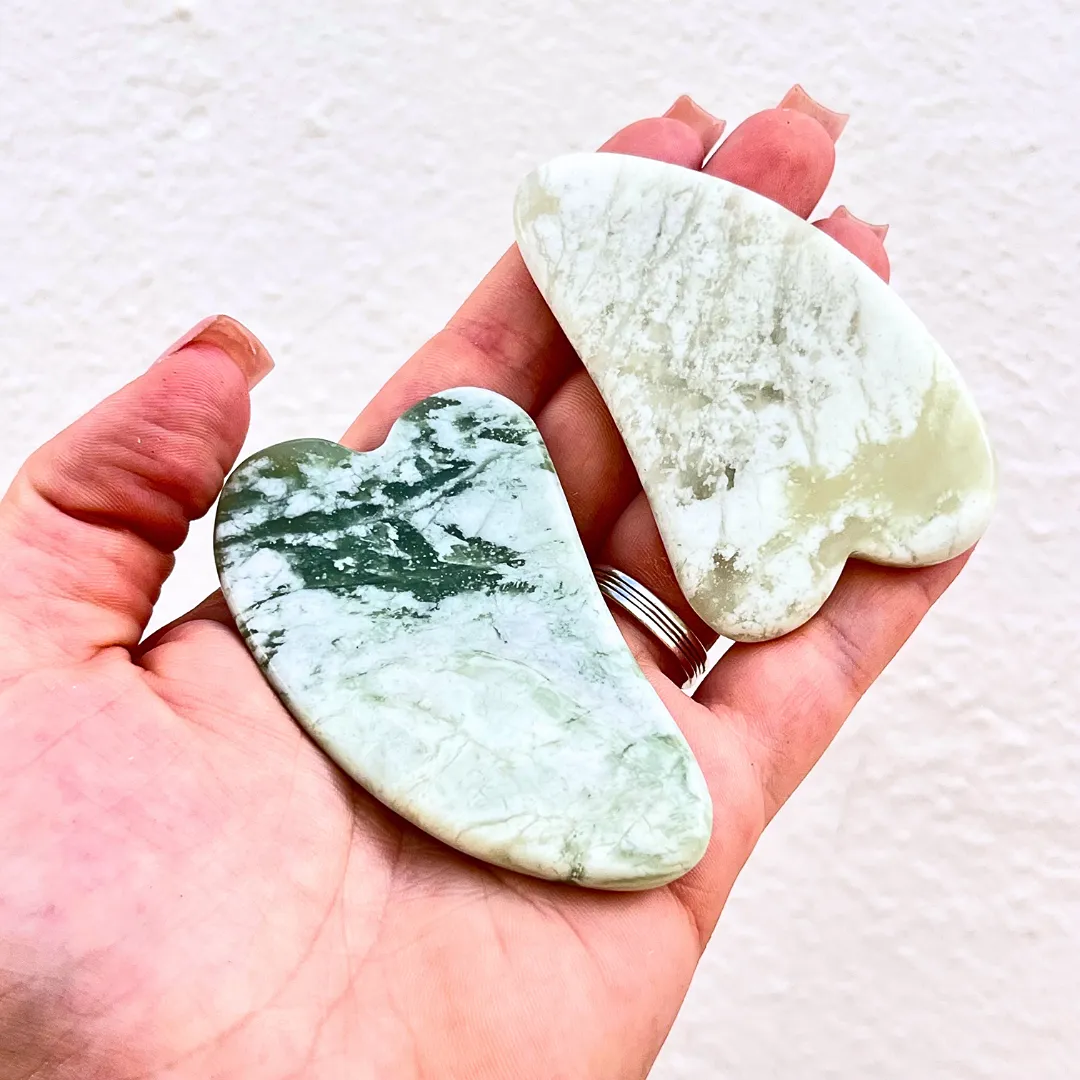 Gua Sha Jade em pedra 100% natural