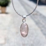 Pendente Quartzo Rosa Oval - Prata