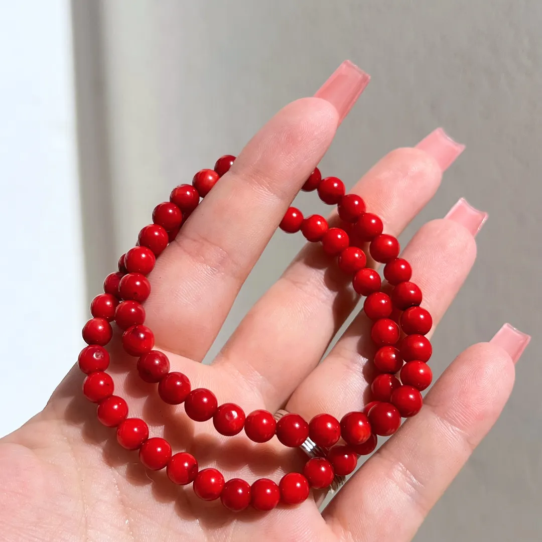 Pulseira de Coral com contas de 6mm