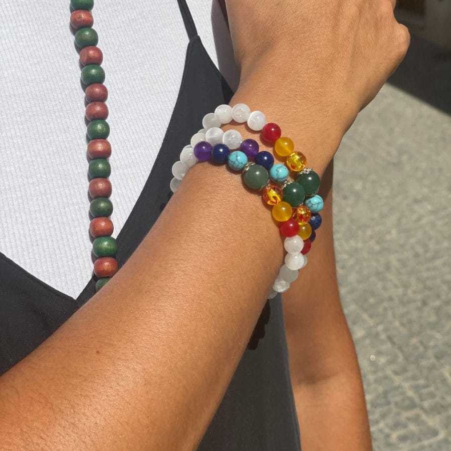 Pulseira Selenite 7 Chakras - 8mm