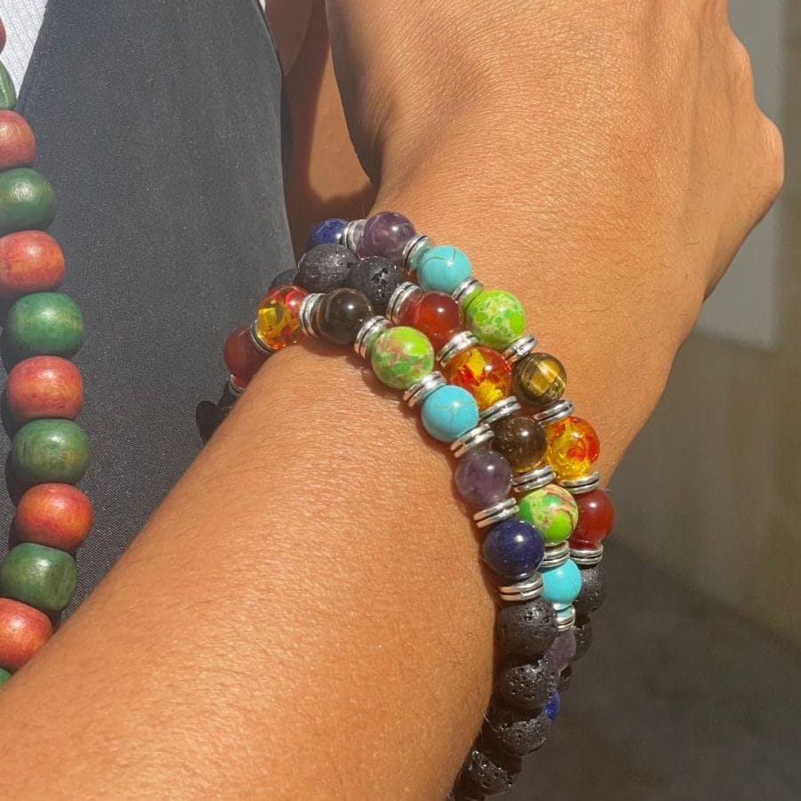 Pulseira Pedra Lava 7 Chakras