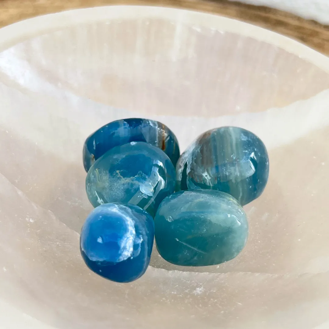 Pedra ónix azul natural para proteção e equilíbrio emocional