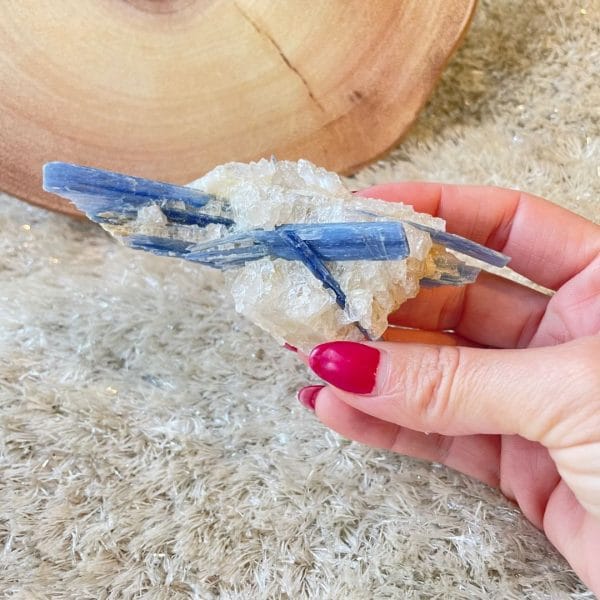 Cianite Azul com Inclusão de Quartzo (87g) | Amplificação e Alinhamento Experimente a Sinergia Perfeita entre Clareza e Conexão com Esta Rara Combinação Natural - Sol Lua Milfontes