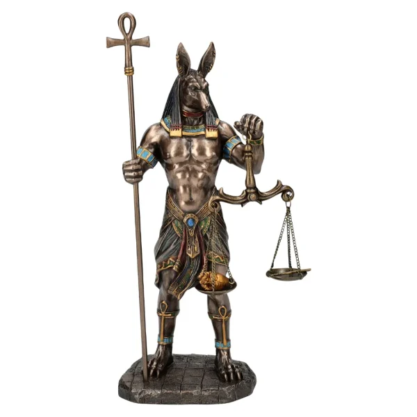 Estátua de Anúbis símbolo de proteção espiritual e guia no além disponível na Sol Lua Milfontes