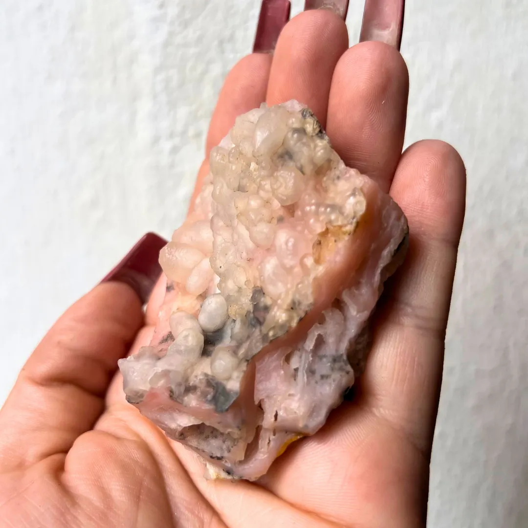 Cristal opala rosa para decoração espiritual e energia positiva