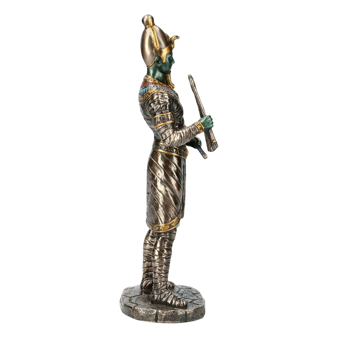 Estátua decorativa de Osíris para ambiente espiritual e cultural egípcio