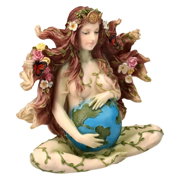 Estátua de Gaia ligada à proteção espiritual e energia da Terra