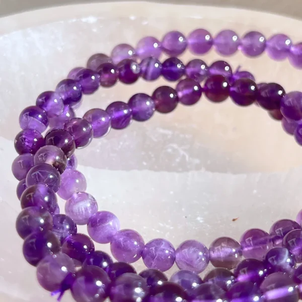 Pulseira de Cristal natural Ametista com contas de 6mm