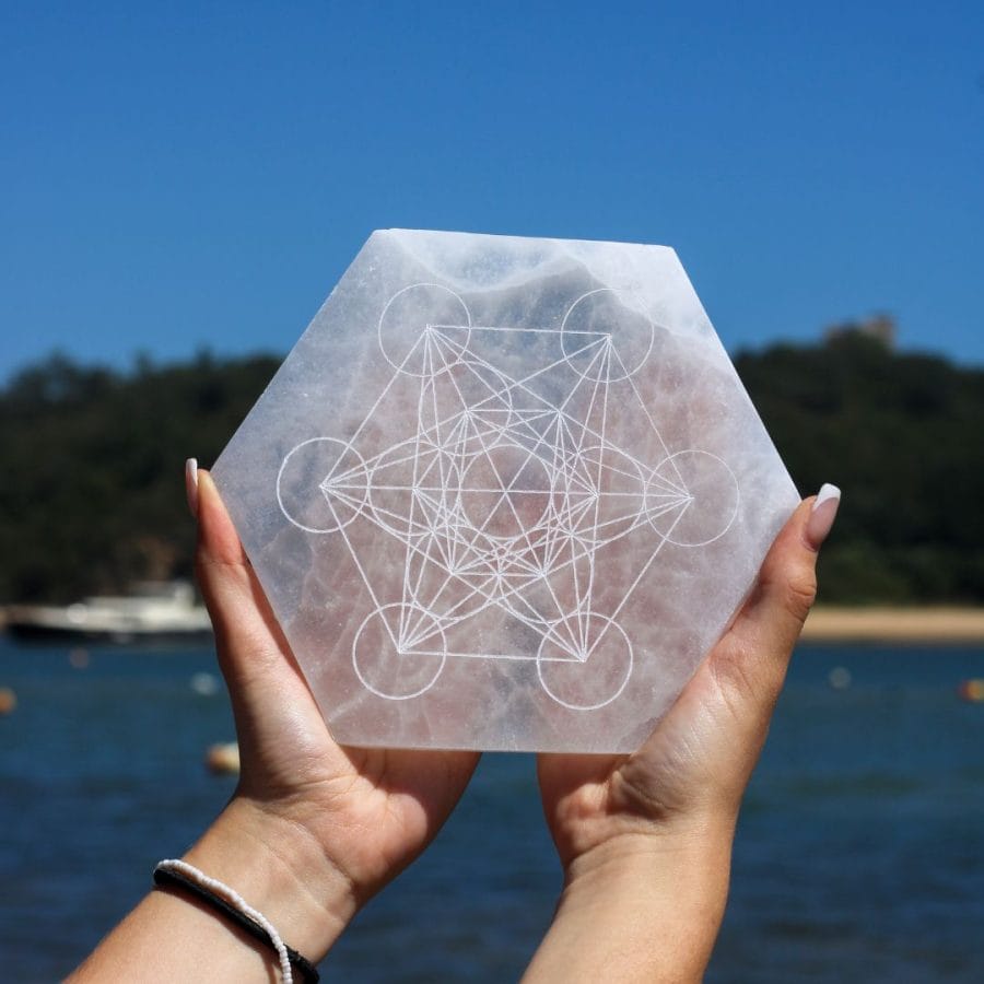 Base Hexagonal Selenite Metraton - 17cm - Image 2