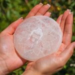Base Selenite Flor de Lótus - 10cm