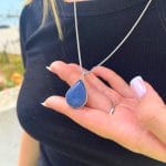 Pendente Quartzo Azul - Lágrima Prata