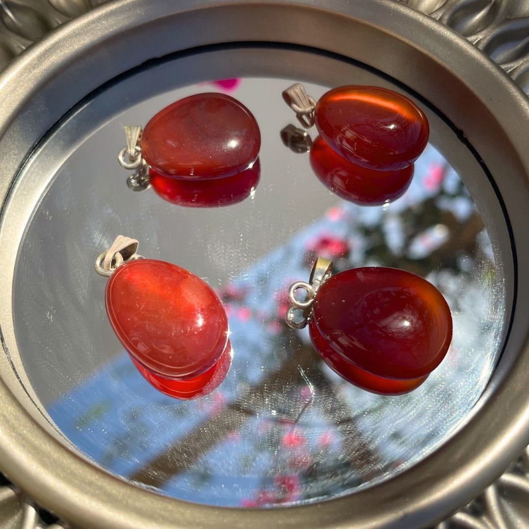 Conjunto de Pendentes de Cornalina