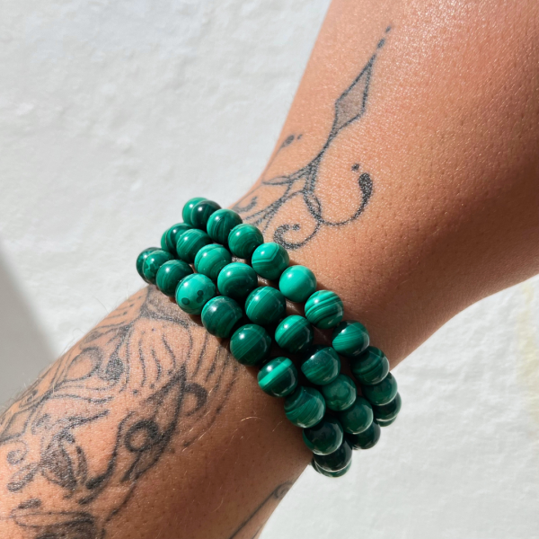 Pulseira Malaquite 8mm disponivel na Sol Lua Milfontes
