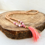 Japamala Tulsi, Thulite e Quartzo Rosa Qualidade AA - 8mm