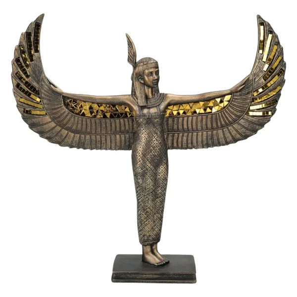 Estátua da deusa Maat com pena da verdade simbolizando justiça e equilíbrio