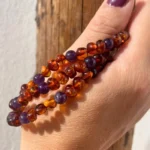 Pulseira Âmbar Conhaque e Ametista - 5mm Adulto