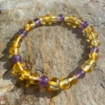 Pulseira Âmbar Limão e Ametista - 5mm Bebé