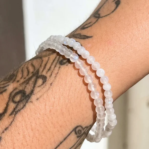 Pulseira de Pedra Da Lua com contas de 4mm